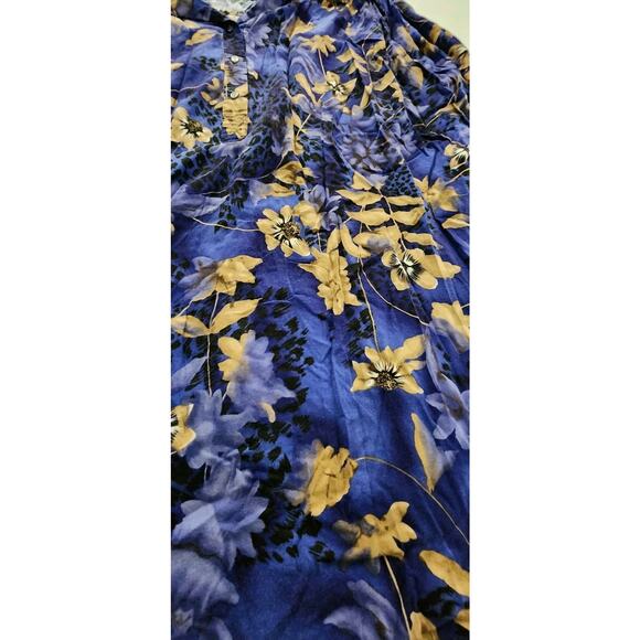 Roamans Vintage Women Plus 4X Floral Purple Gold 90s 3 Button Down Grandmacore - Picture 2 of 9